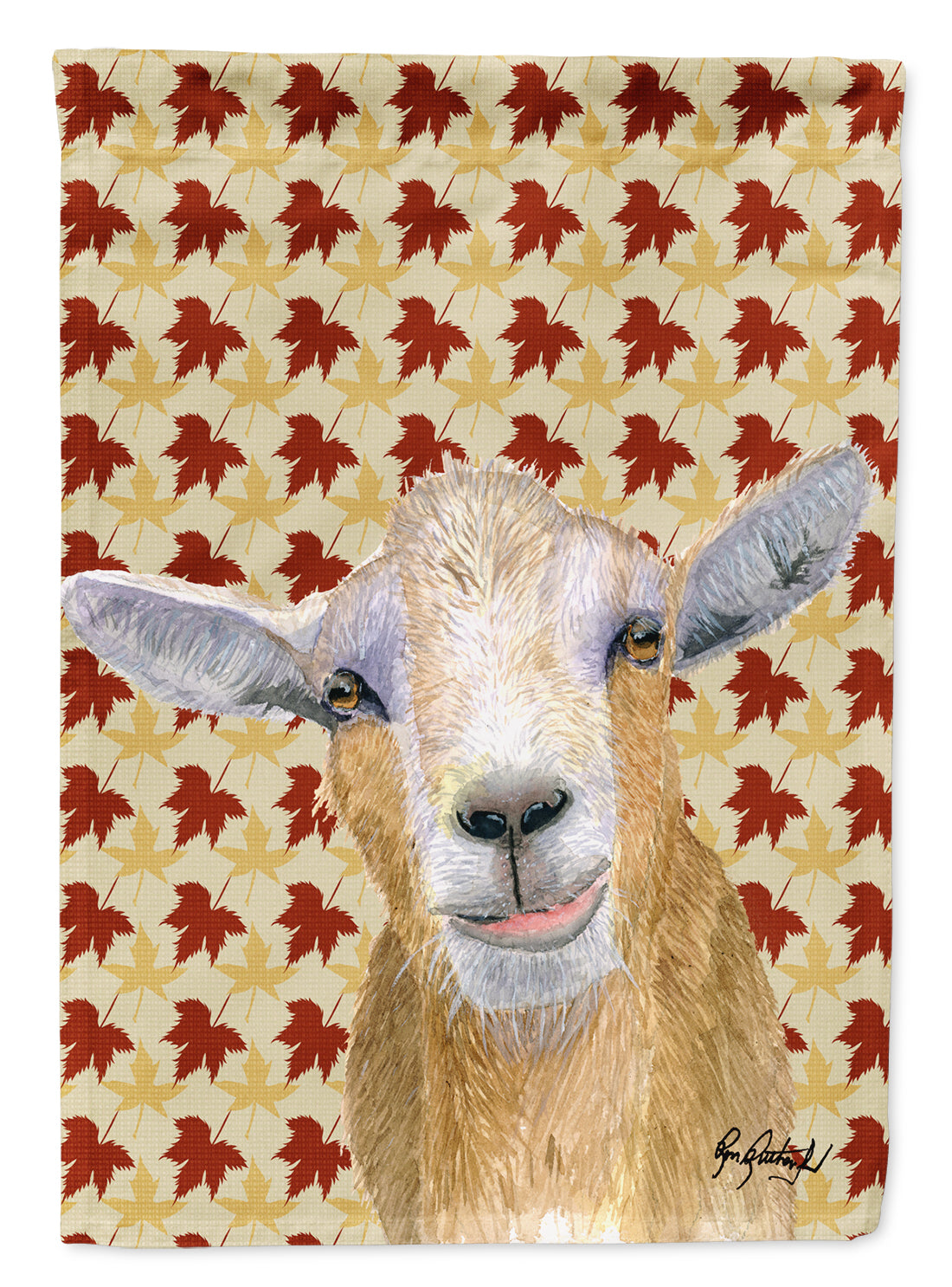 Goat Fall Leaves House Flag 28x40 Porch Sleeve Pole Decorative Outside Yard Banner Artwork Wall Hanging, Polyester