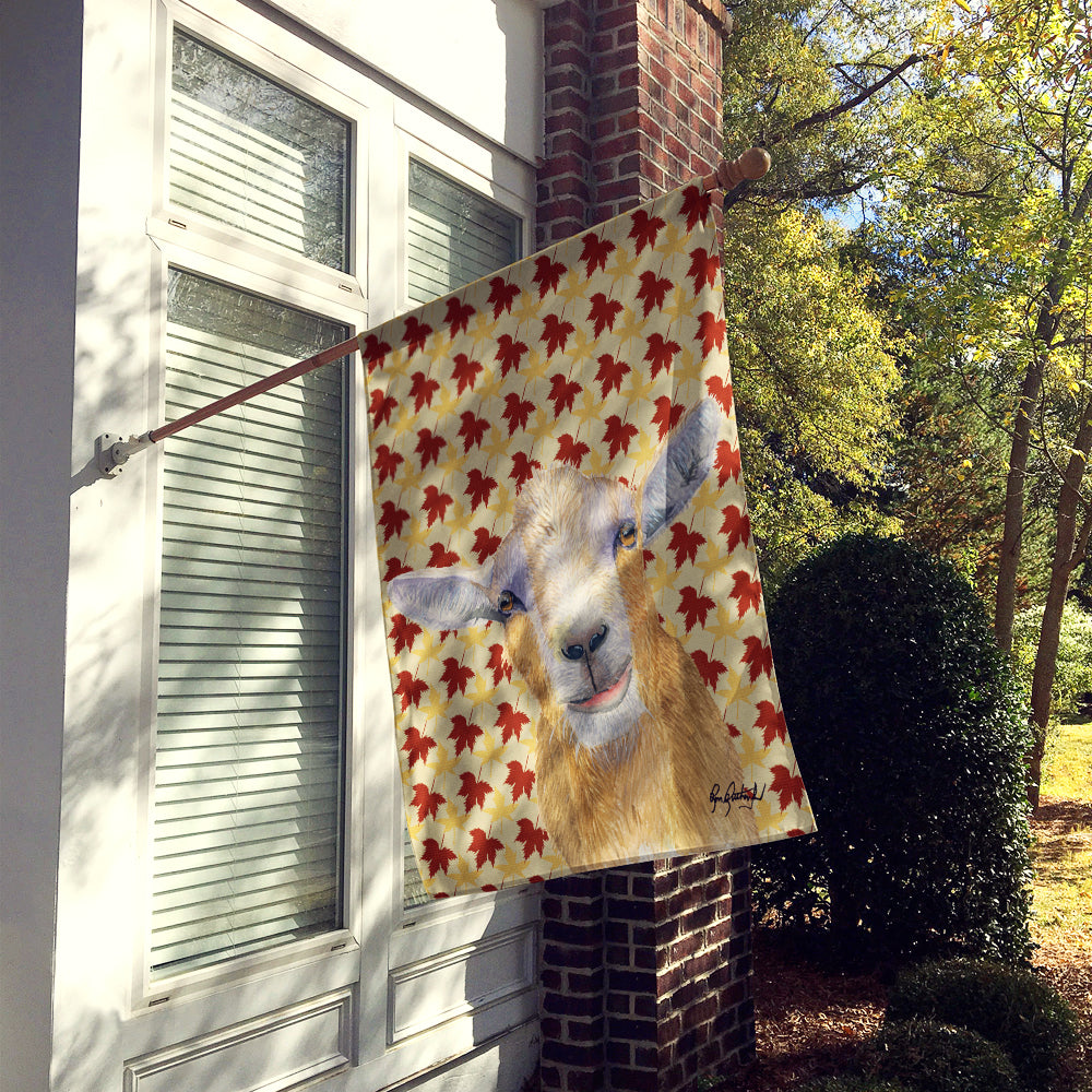 Goat Fall Leaves House Flag 28x40 Porch Sleeve Pole Decorative Outside Yard Banner Artwork Wall Hanging, Polyester