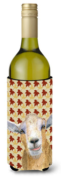 Goat Fall Leaves Wine Bottle Hugger Gift Sleeve for Standard 750 ml Bottles, Insulated Reusable Also Fits Mini Shot & Pint Bottles