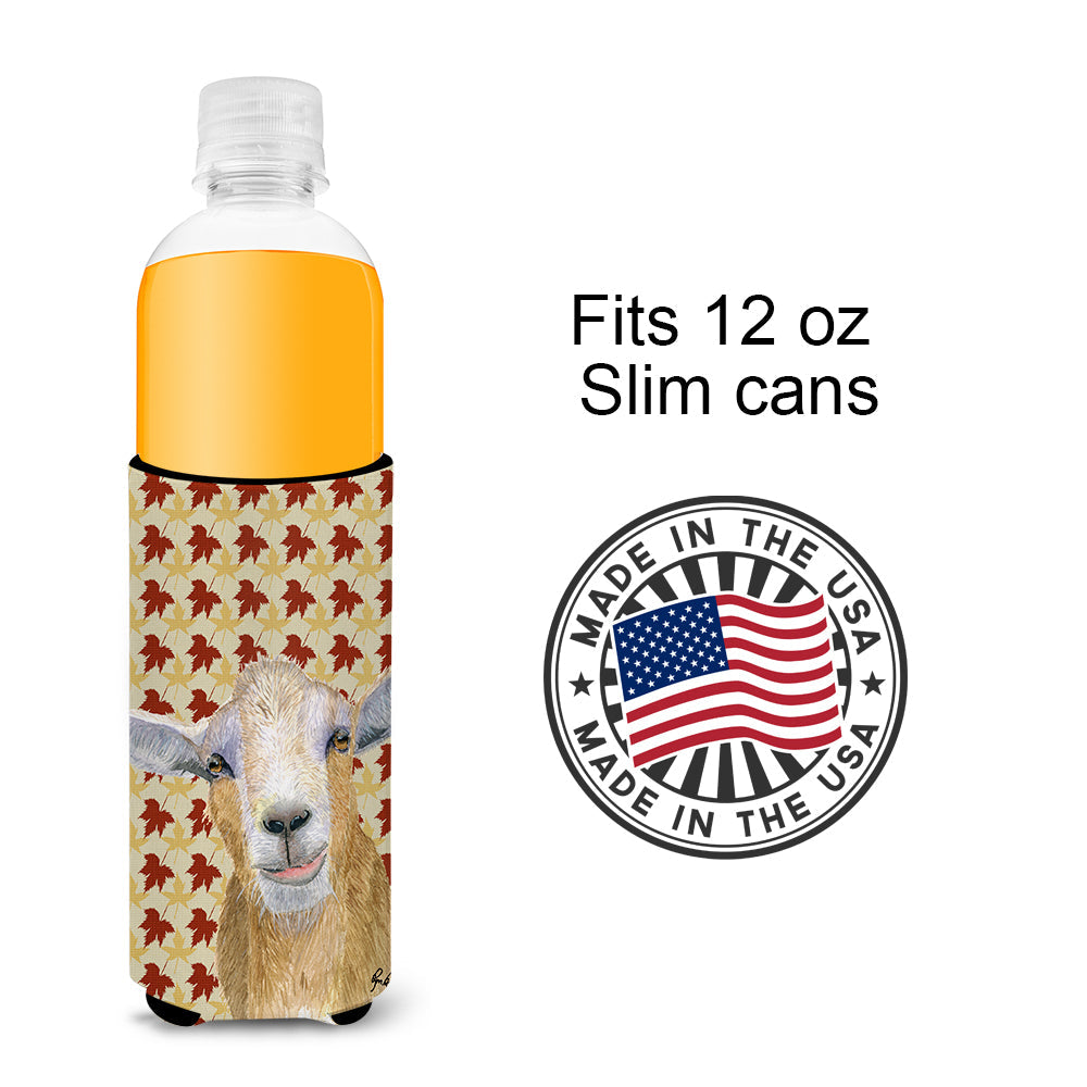 Goat Fall Leaves Slim Can Hugger , Insulated Foam Hugger for 12 oz Slim Cans, Beer Bottles & Water Bottles, Printed in USA