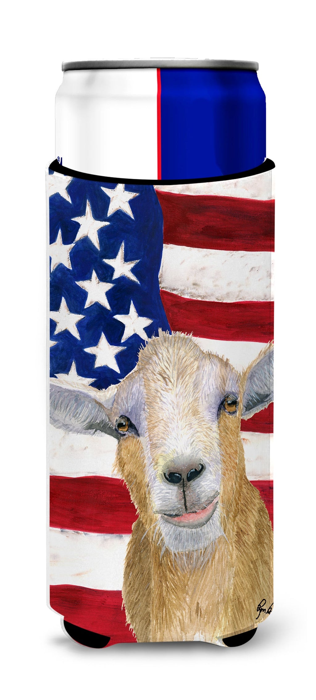 Goat Slim Can Hugger , Insulated Foam Hugger for 12 oz Slim Cans, Beer Bottles & Water Bottles, Printed in USA