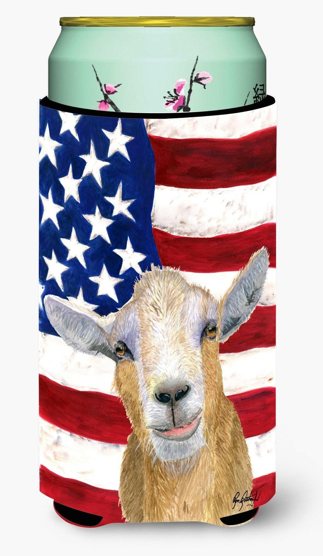 Goat Tall Boy Hugger Can Cooler Sleeve Machine Washable Drink Collapsible Insulator Beverage Insulated Holder