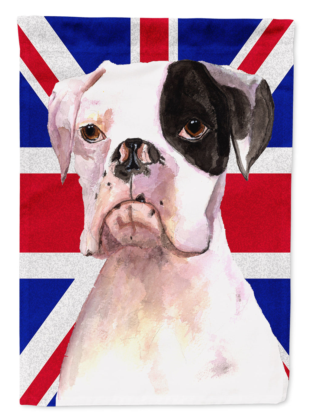 Boxer Cooper with English Union Jack British Flag House Flag 28x40 Porch Sleeve Pole Decorative Outside Yard Banner Artwork Wall Hanging, Polyester