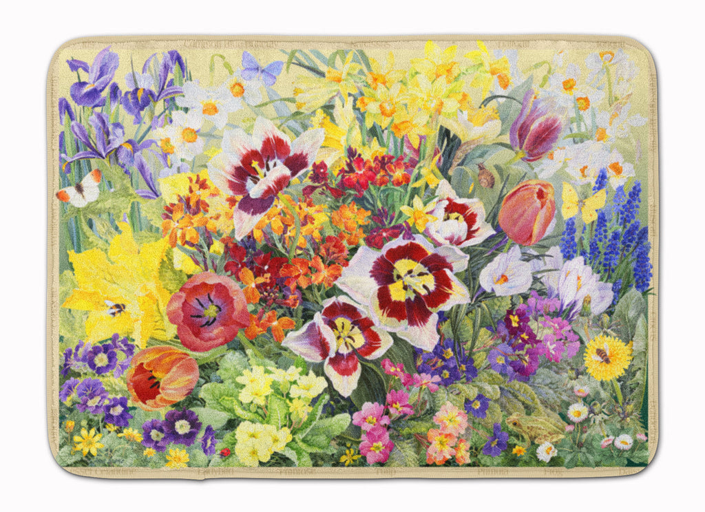 Spring Floral by Anne Searle Memory Foam Kitchen Mat Machine Washable Anti-Fatigue Cushion Comfort Bath or Kitchen Rug