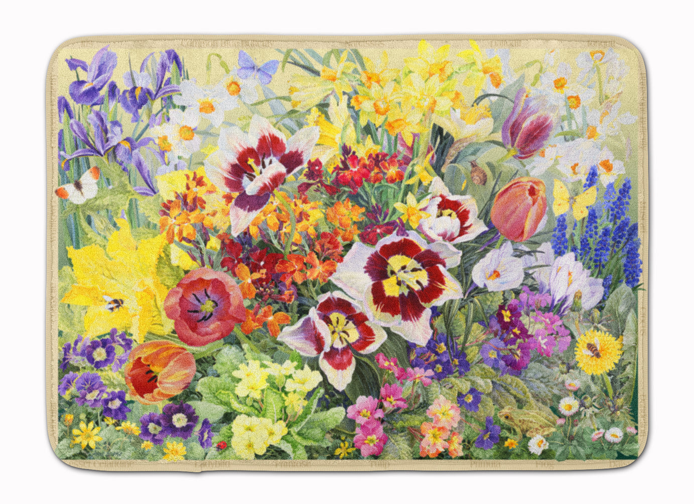 Spring Floral by Anne Searle Memory Foam Kitchen Mat Machine Washable Anti-Fatigue Cushion Comfort Bath or Kitchen Rug
