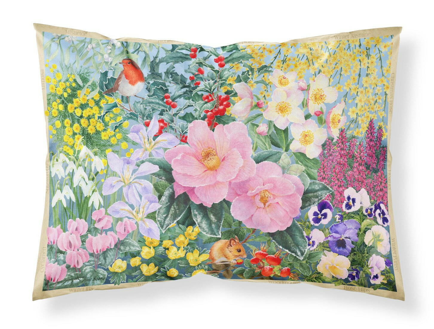 Winter Floral by Anne Searle Standard Pillowcase Lightweight Super Soft Easy Care Decorative Artwork Pillowcase, Standard