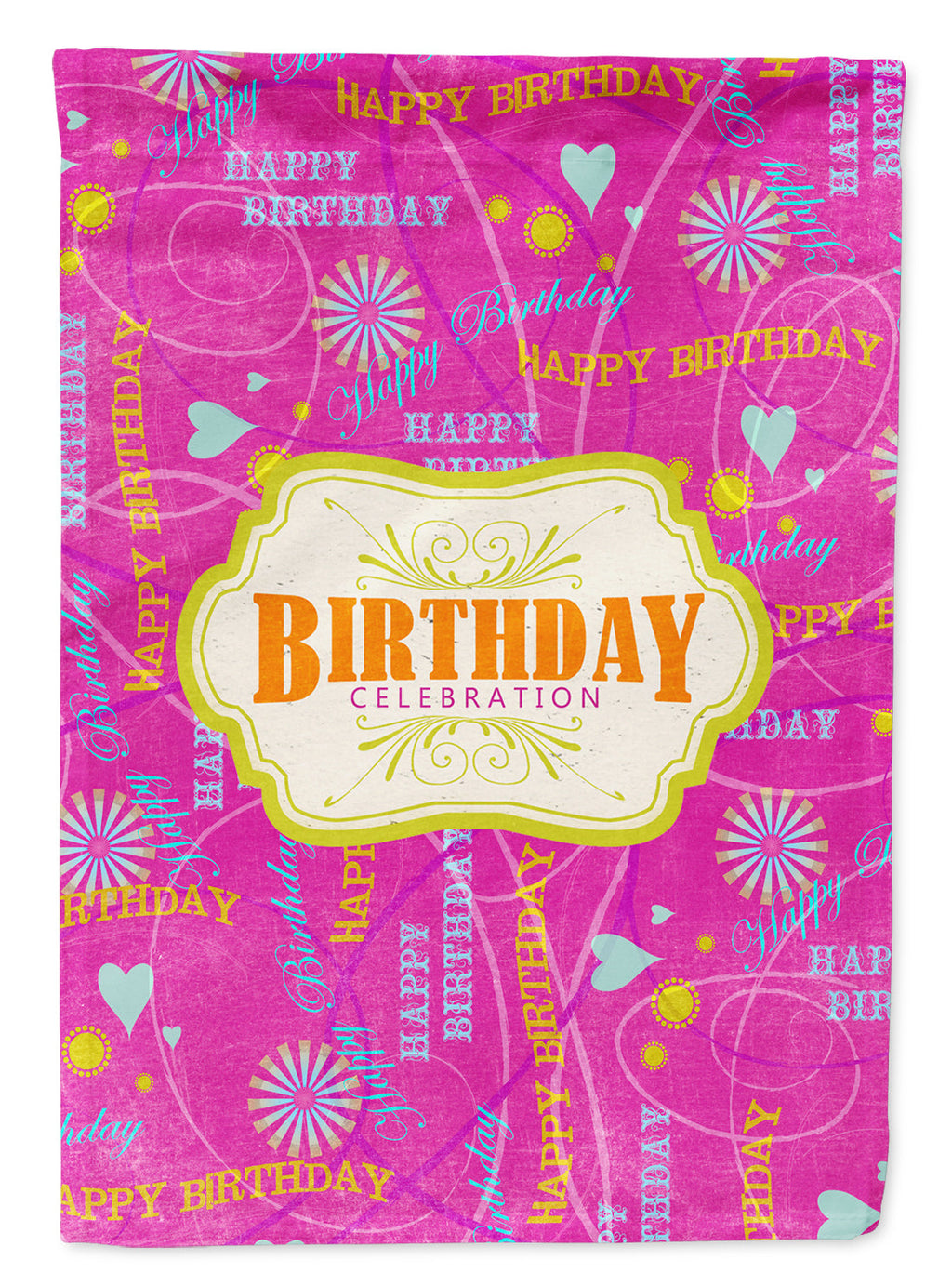 Happy Birthday Pink House Flag 28x40 Porch Sleeve Pole Decorative Outside Yard Banner Artwork Wall Hanging, Polyester