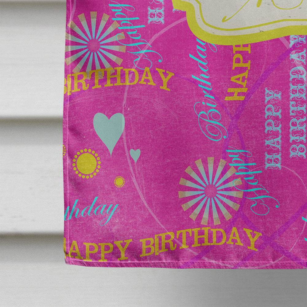 Happy Birthday Pink House Flag 28x40 Porch Sleeve Pole Decorative Outside Yard Banner Artwork Wall Hanging, Polyester