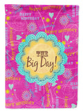 Happy Birthday The Big Day Pink House Flag 28x40 Porch Sleeve Pole Decorative Outside Yard Banner Artwork Wall Hanging, Polyester