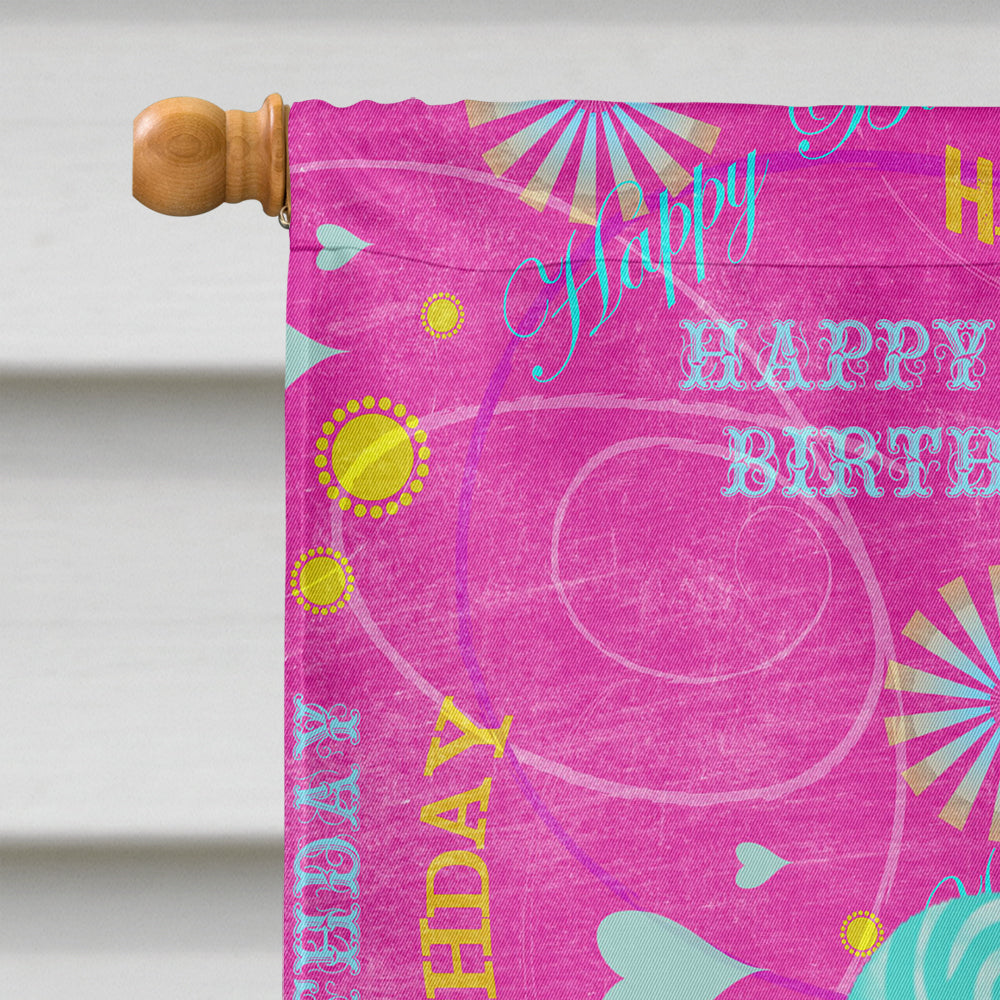 Happy Birthday The Big Day Pink House Flag 28x40 Porch Sleeve Pole Decorative Outside Yard Banner Artwork Wall Hanging, Polyester