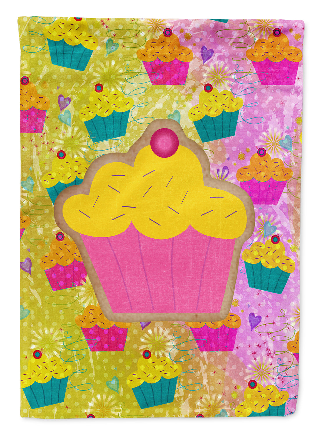 Cupcake House Flag 28x40 Porch Sleeve Pole Decorative Outside Yard Banner Artwork Wall Hanging, Polyester