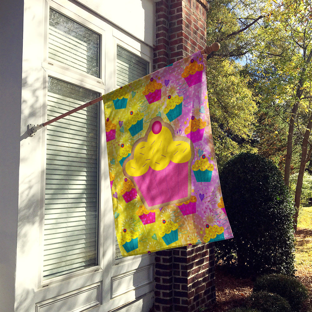 Cupcake House Flag 28x40 Porch Sleeve Pole Decorative Outside Yard Banner Artwork Wall Hanging, Polyester
