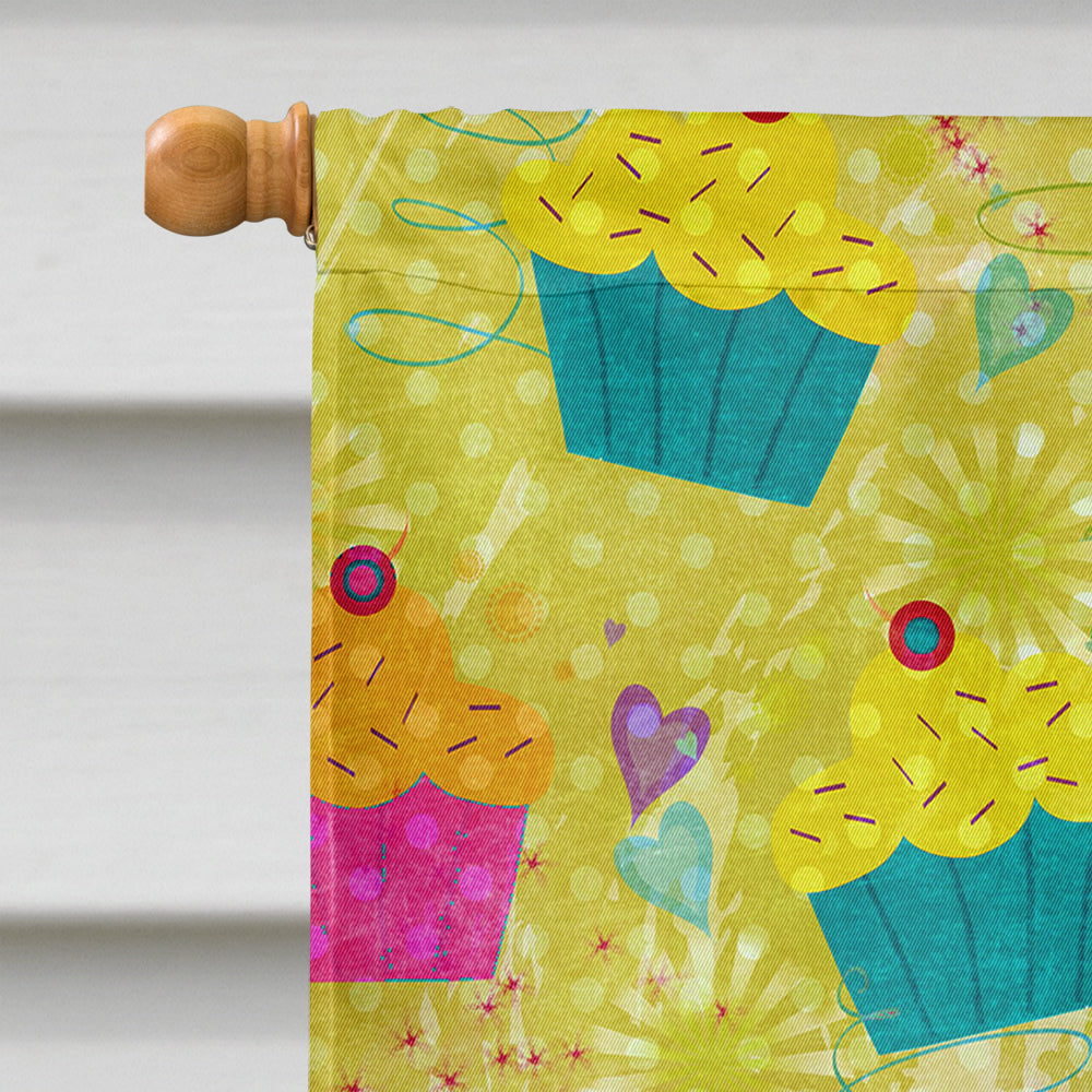 Cupcake House Flag 28x40 Porch Sleeve Pole Decorative Outside Yard Banner Artwork Wall Hanging, Polyester