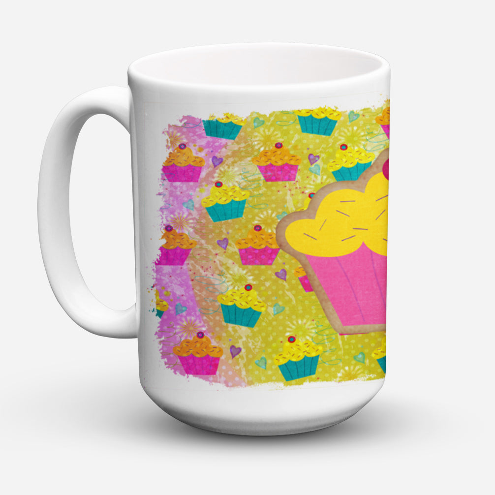 Cupcake Ceramic Coffee Mug 15 oz Decorative Large C Handle Mug Cup for Tea, Cocoa Hot Chocolate