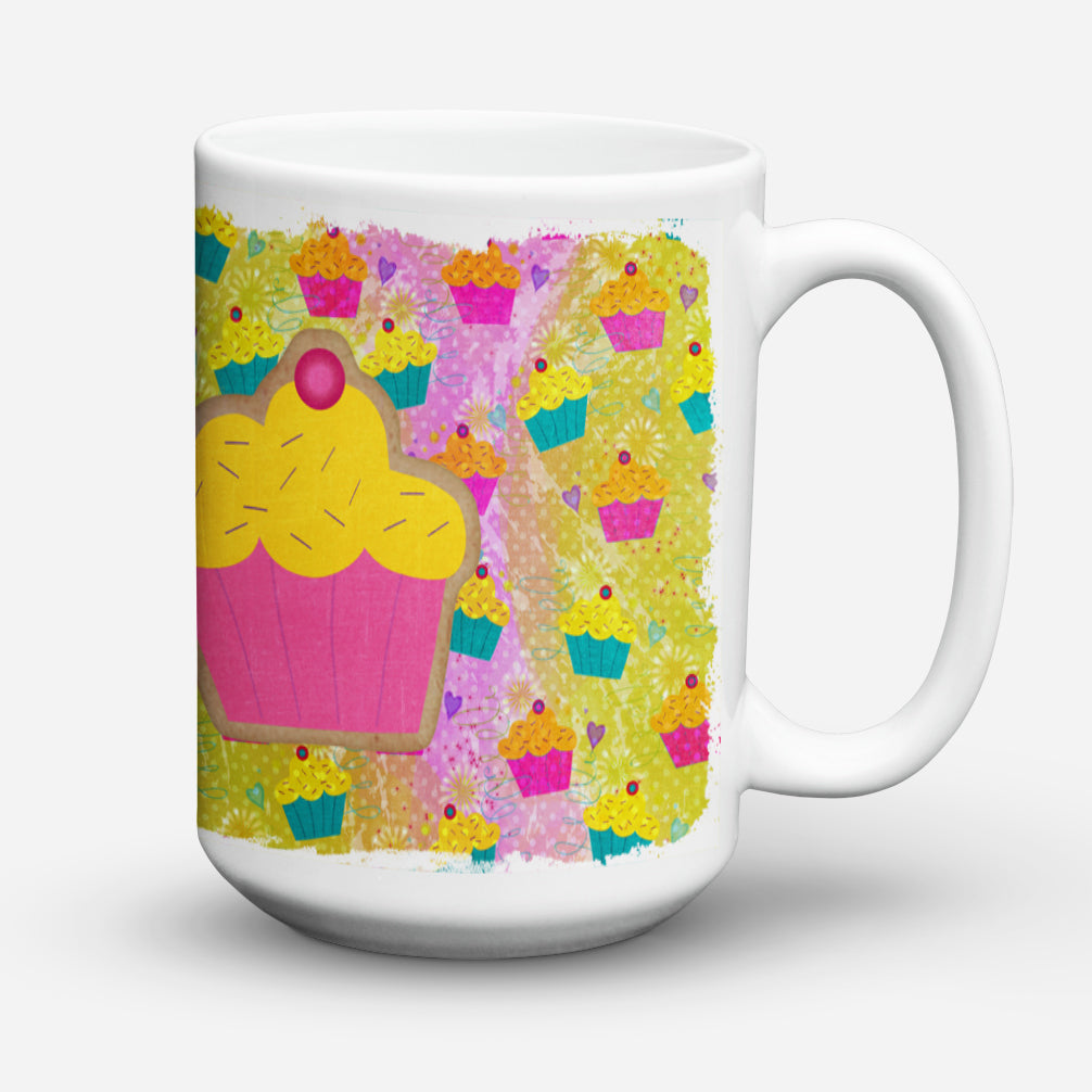 Cupcake Ceramic Coffee Mug 15 oz Decorative Large C Handle Mug Cup for Tea, Cocoa Hot Chocolate