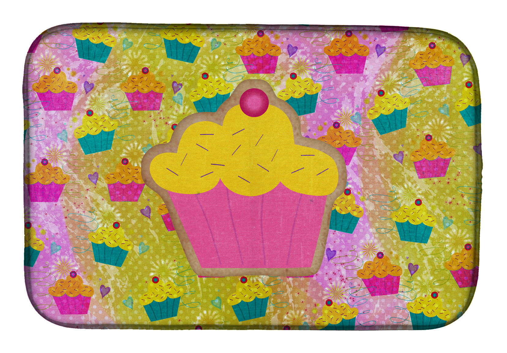 Cupcake Dish Drying Mat Absorbent Dish Drying Mat Pad for Kitchen Counter Dish Drainer Mat for Countertop, 14 x 21", Multicolor
