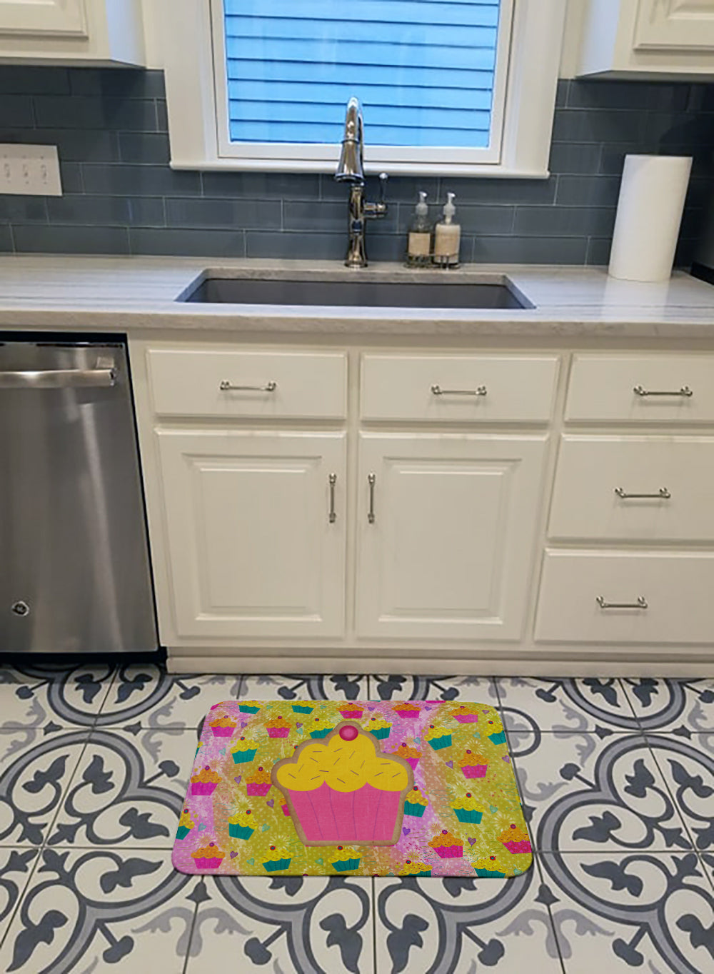 Cupcake Memory Foam Kitchen Mat Machine Washable Anti-Fatigue Cushion Comfort Bath or Kitchen Rug