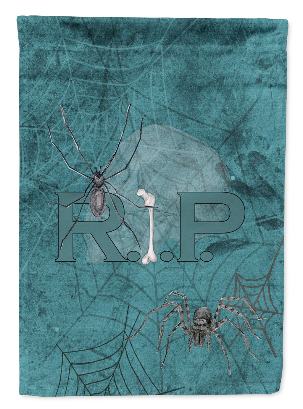 RIP Rest in Peace with spider web Halloween House Flag 28x40 Porch Sleeve Pole Decorative Outside Yard Banner Artwork Wall Hanging, Polyester