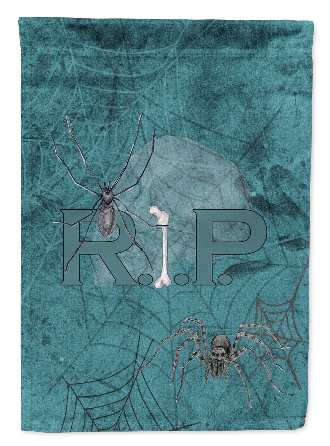 RIP Rest in Peace with spider web Halloween House Flag 28x40 Porch Sleeve Pole Decorative Outside Yard Banner Artwork Wall Hanging, Polyester