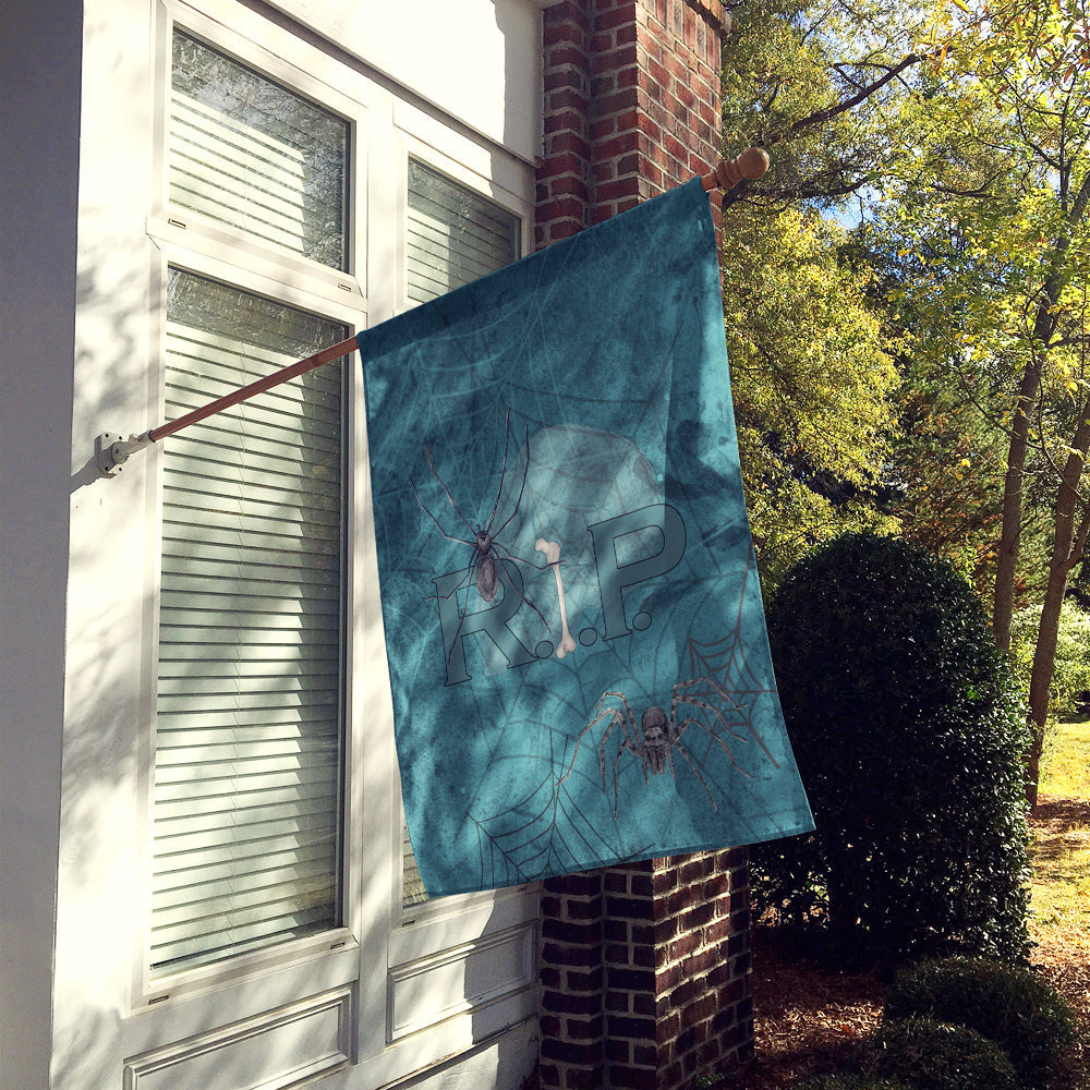 RIP Rest in Peace with spider web Halloween House Flag 28x40 Porch Sleeve Pole Decorative Outside Yard Banner Artwork Wall Hanging, Polyester