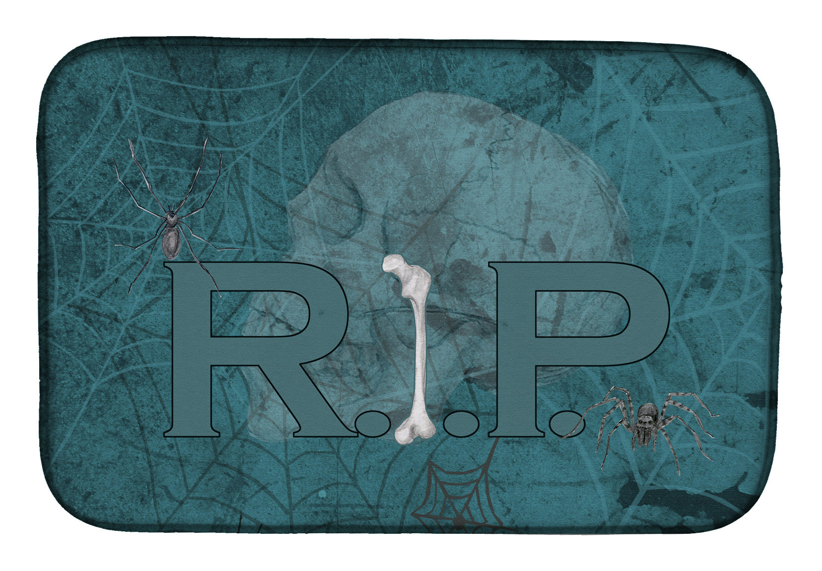 RIP Rest in Peace with spider web Halloween Dish Drying Mat Absorbent Dish Drying Mat Pad for Kitchen Counter Dish Drainer Mat for Countertop, 14 x 21", Multicolor