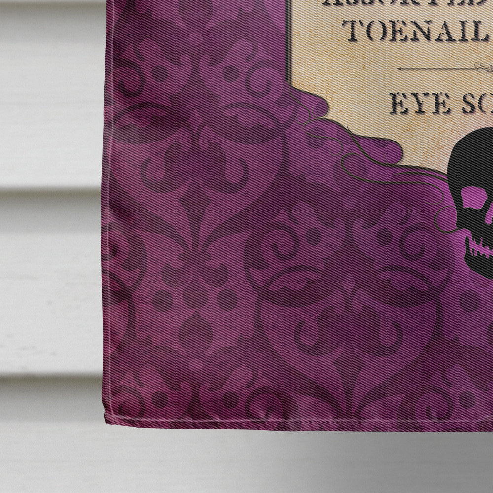 Goulish Menu including Eye Screen Snake soup Halloween House Flag 28x40 Porch Sleeve Pole Decorative Outside Yard Banner Artwork Wall Hanging, Polyester