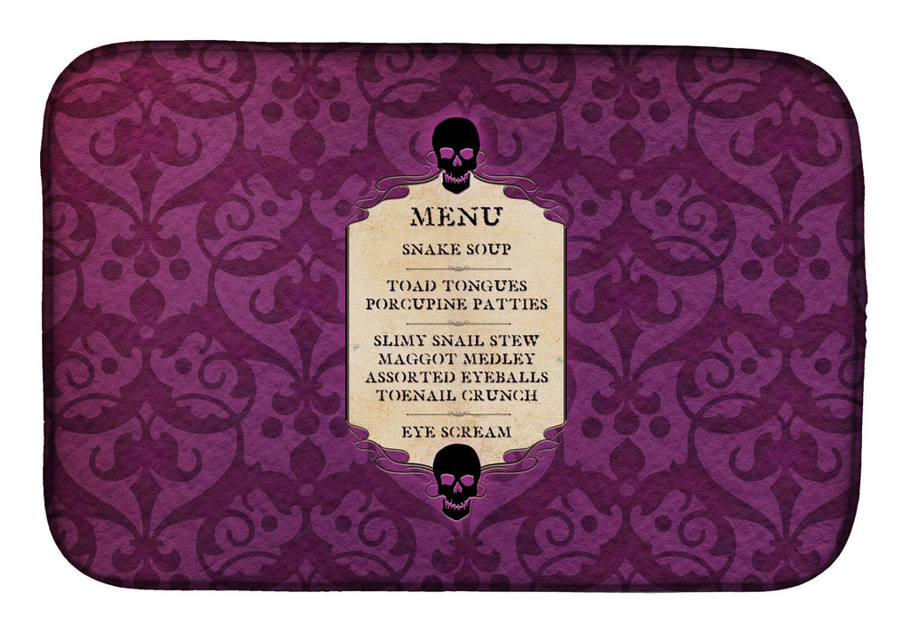 Goulish Menu including Eye Screen Snake soup Halloween Dish Drying Mat Absorbent Dish Drying Mat Pad for Kitchen Counter Dish Drainer Mat for Countertop, 14 x 21", Multicolor