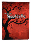 Welcome to Spooksville Halloween House Flag 28x40 Porch Sleeve Pole Decorative Outside Yard Banner Artwork Wall Hanging, Polyester
