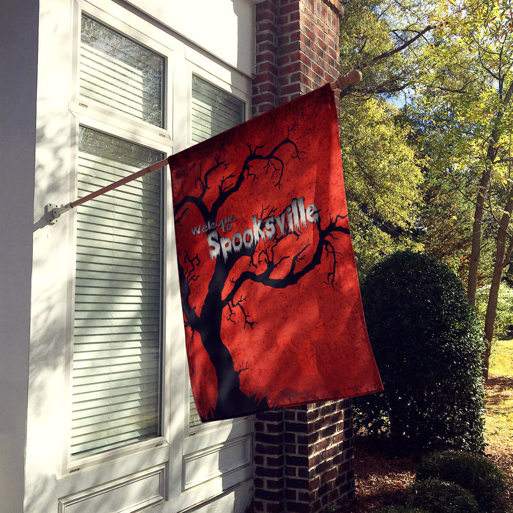 Welcome to Spooksville Halloween House Flag 28x40 Porch Sleeve Pole Decorative Outside Yard Banner Artwork Wall Hanging, Polyester