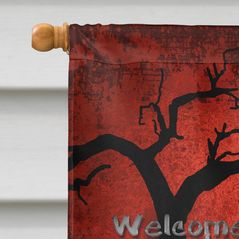 Welcome to Spooksville Halloween House Flag 28x40 Porch Sleeve Pole Decorative Outside Yard Banner Artwork Wall Hanging, Polyester