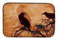 Beware of the Black Crows Halloween Dish Drying Mat Absorbent Dish Drying Mat Pad for Kitchen Counter Dish Drainer Mat for Countertop, 14 x 21", Multicolor