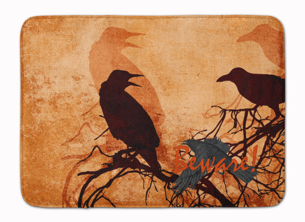 Beware of the Black Crows Halloween Memory Foam Kitchen Mat Machine Washable Anti-Fatigue Cushion Comfort Bath or Kitchen Rug