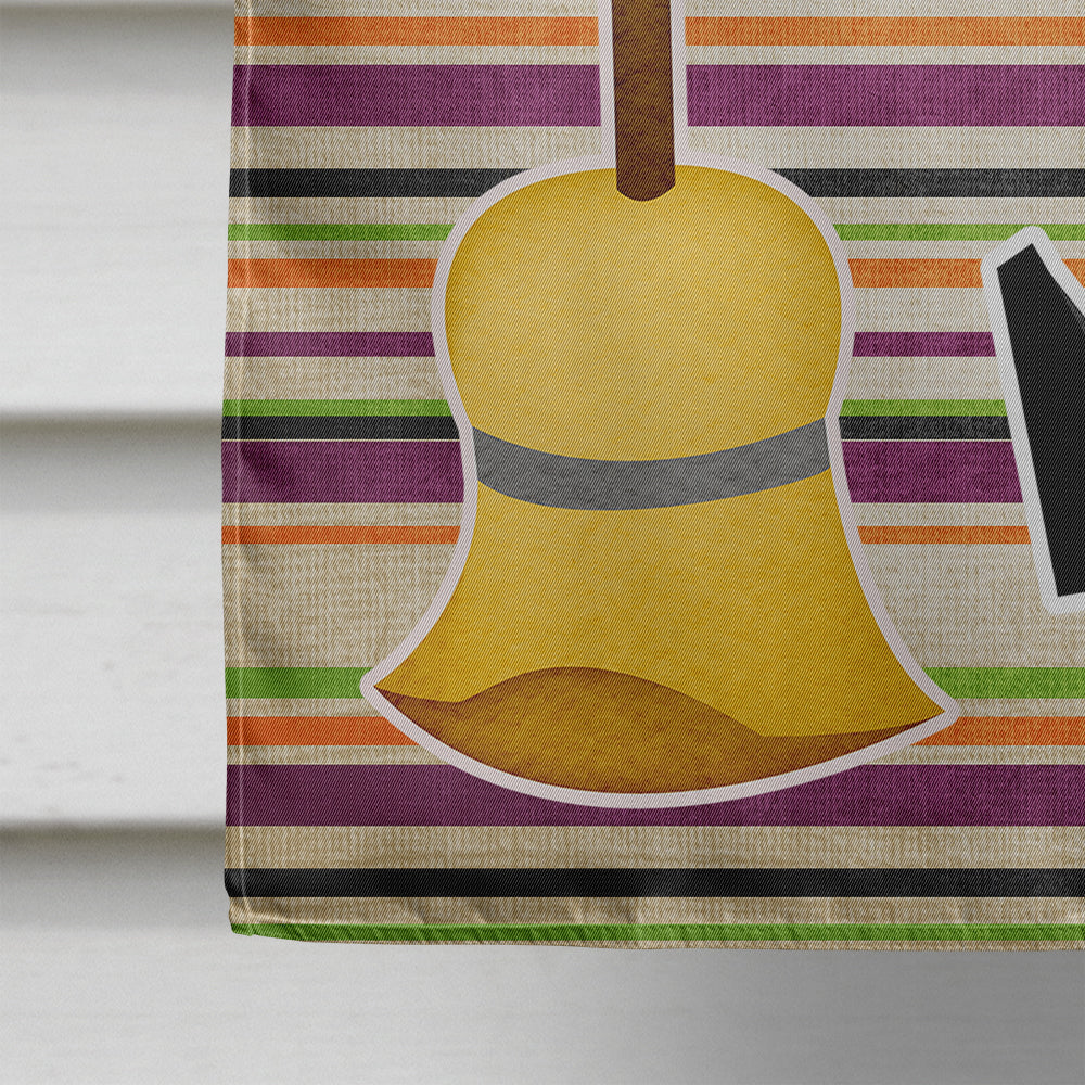 Witch Costume and Broom on Stripes Halloween House Flag 28x40 Porch Sleeve Pole Decorative Outside Yard Banner Artwork Wall Hanging, Polyester