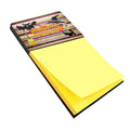 Witch Costume and Broom on Stripes Halloween Watercolor Sticky Note Holder Refillable Dispenser Desk Accessory 3x3 Pad Gift