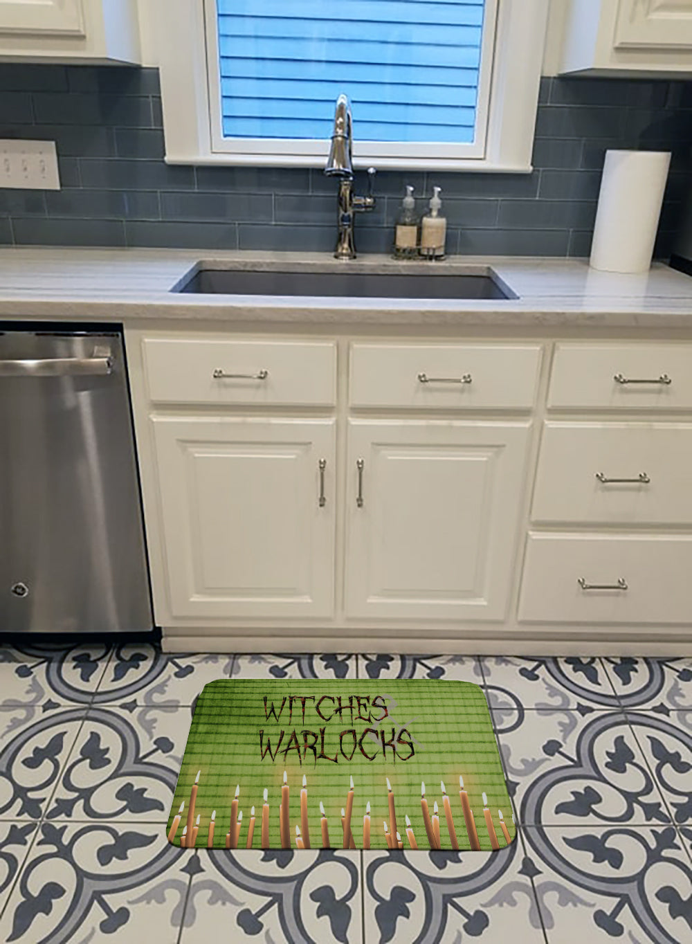 Witches and Warlocks Halloween Memory Foam Kitchen Mat Machine Washable Anti-Fatigue Cushion Comfort Bath or Kitchen Rug
