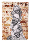 Creepy, Haunted and Frightful with skulls Halloween House Flag 28x40 Porch Sleeve Pole Decorative Outside Yard Banner Artwork Wall Hanging, Polyester