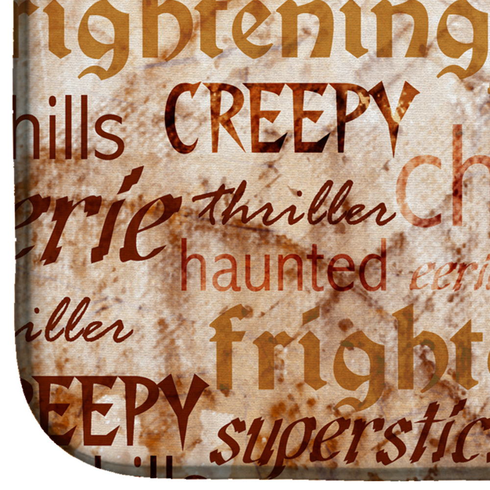 Creepy, Haunted and Frightful with skulls Halloween Dish Drying Mat Absorbent Dish Drying Mat Pad for Kitchen Counter Dish Drainer Mat for Countertop, 14 x 21", Multicolor