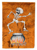 Skeleton jumping from Witches Caldron Halloween House Flag 28x40 Porch Sleeve Pole Decorative Outside Yard Banner Artwork Wall Hanging, Polyester