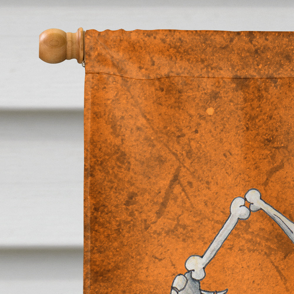 Skeleton jumping from Witches Caldron Halloween House Flag 28x40 Porch Sleeve Pole Decorative Outside Yard Banner Artwork Wall Hanging, Polyester