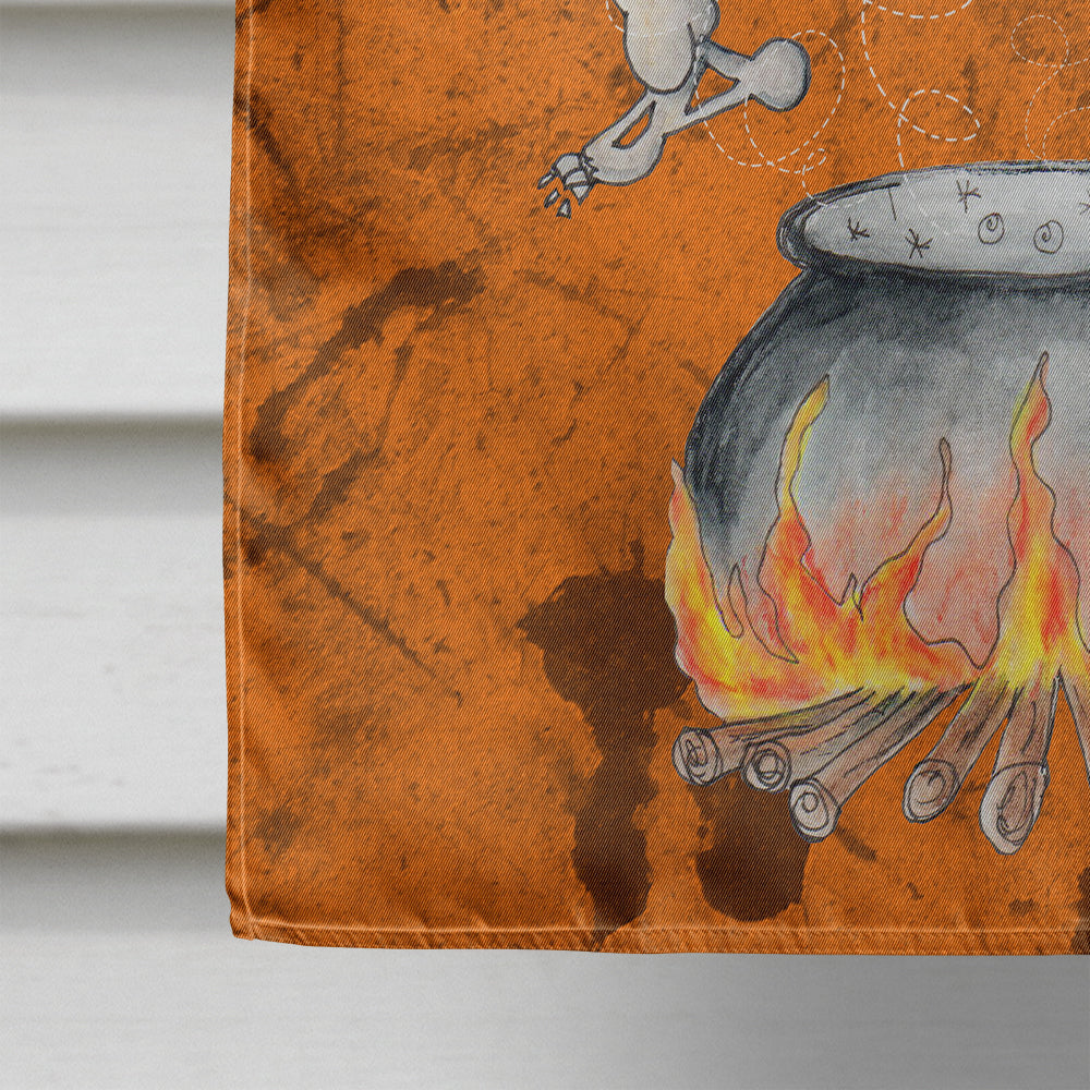 Skeleton jumping from Witches Caldron Halloween House Flag 28x40 Porch Sleeve Pole Decorative Outside Yard Banner Artwork Wall Hanging, Polyester