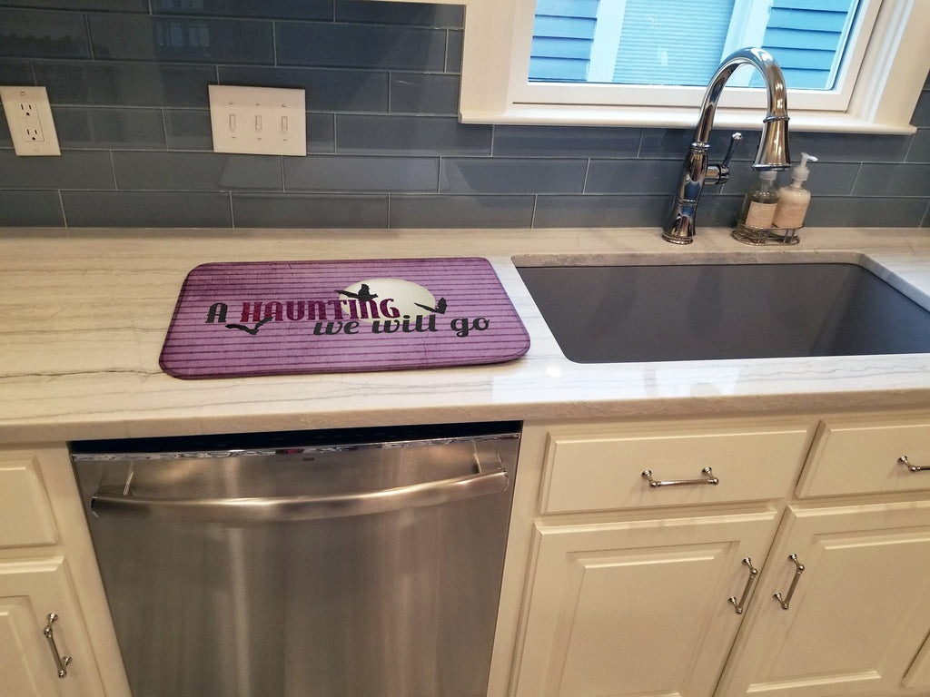 A Haunting we will go Halloween Dish Drying Mat Absorbent Dish Drying Mat Pad for Kitchen Counter Dish Drainer Mat for Countertop, 14 x 21", Multicolor