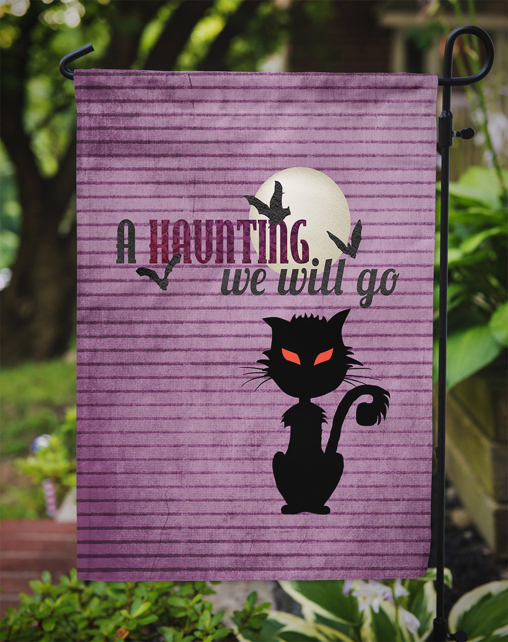 A Haunting we will go Halloween Garden Flag Mailbox Decorative Yard Banner Outside Patio Artwork for Flower Beds, Garden Size, Multicolor