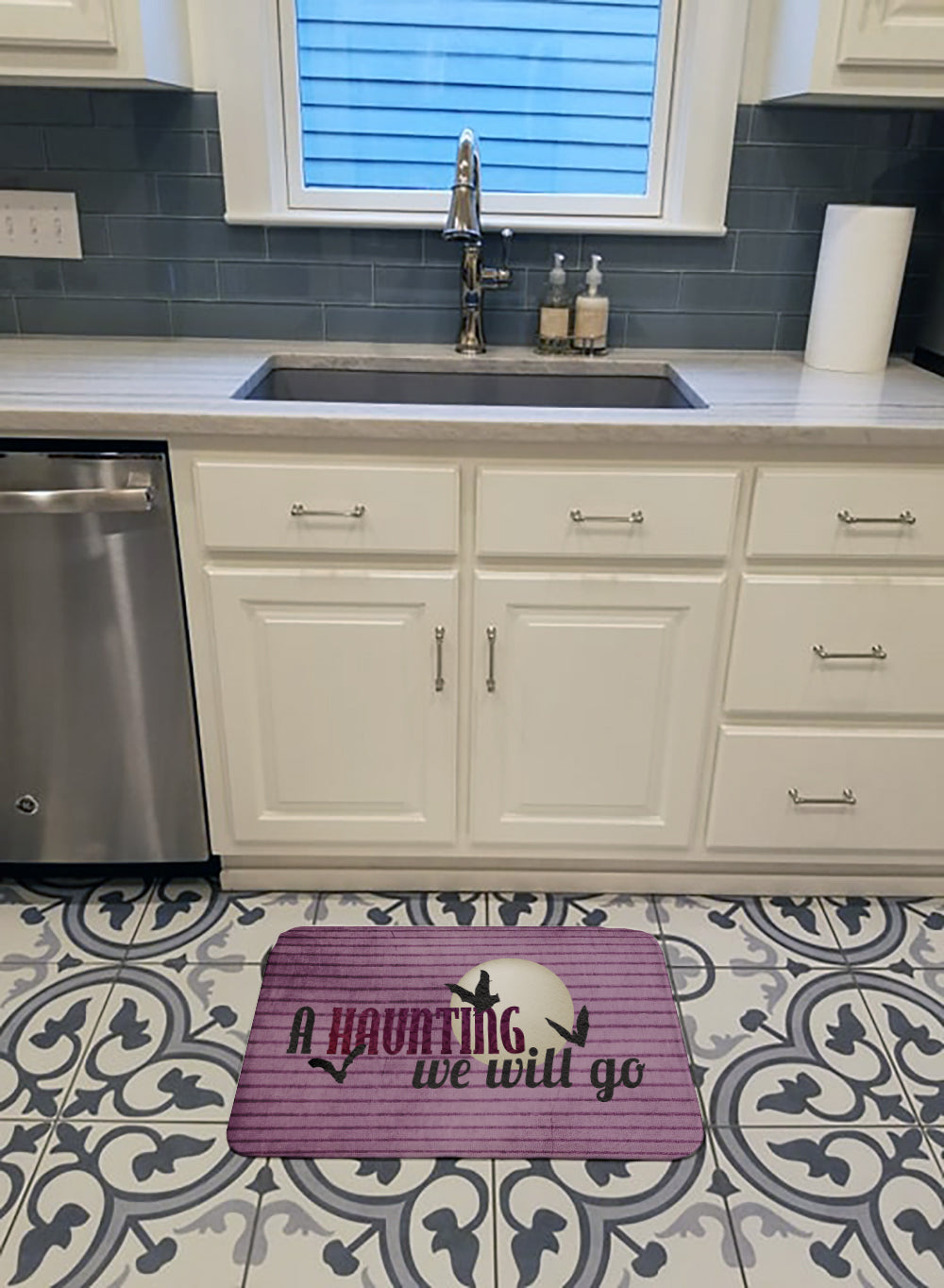 A Haunting we will go Halloween Memory Foam Kitchen Mat Machine Washable Anti-Fatigue Cushion Comfort Bath or Kitchen Rug