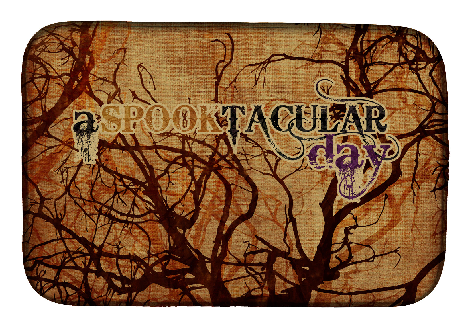A Spook Tacular Day Halloween Dish Drying Mat Absorbent Dish Drying Mat Pad for Kitchen Counter Dish Drainer Mat for Countertop, 14 x 21", Multicolor