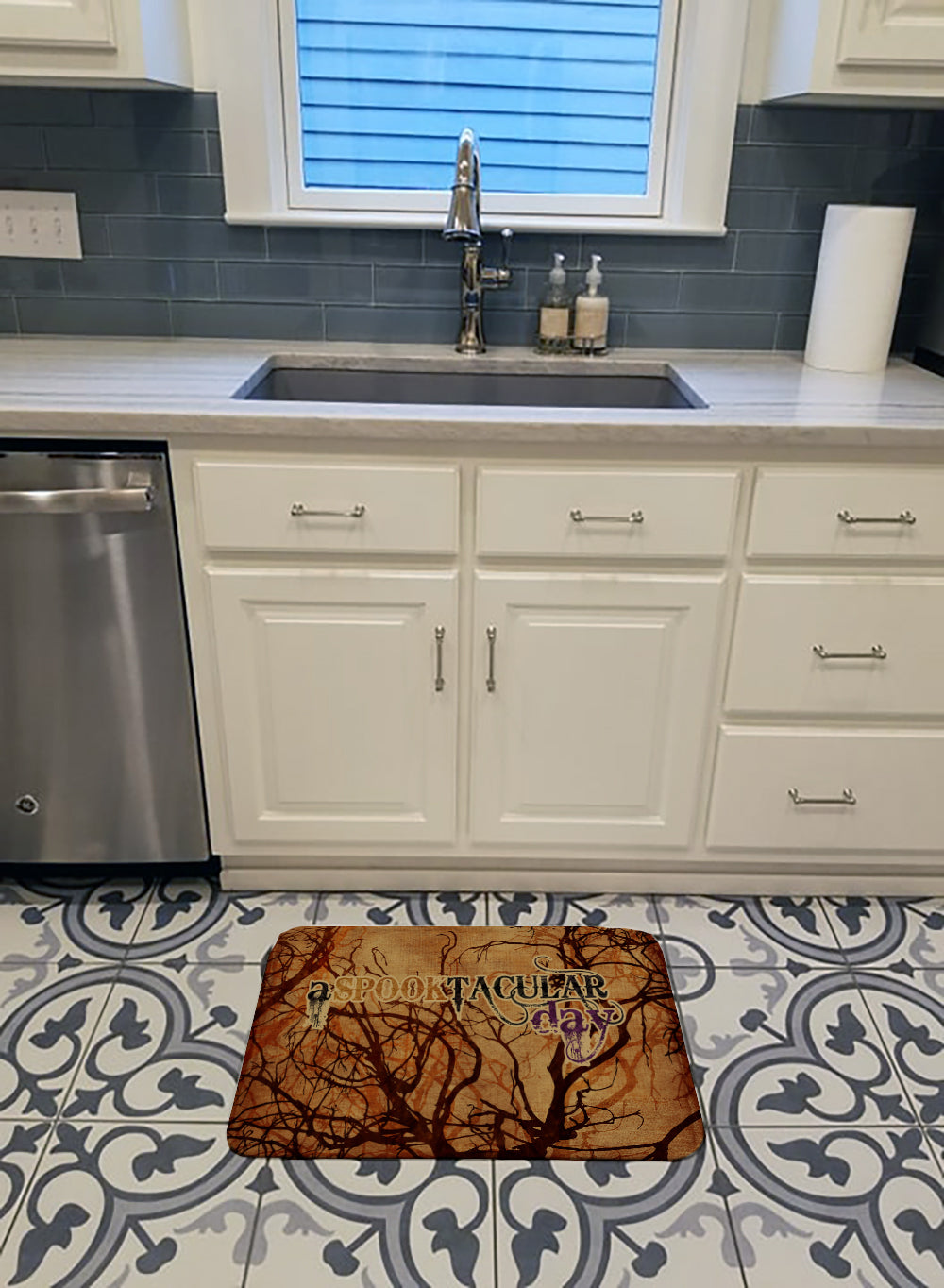 A Spook Tacular Day Halloween Memory Foam Kitchen Mat Machine Washable Anti-Fatigue Cushion Comfort Bath or Kitchen Rug