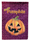Hello Pumpkin Halloween House Flag 28x40 Porch Sleeve Pole Decorative Outside Yard Banner Artwork Wall Hanging, Polyester