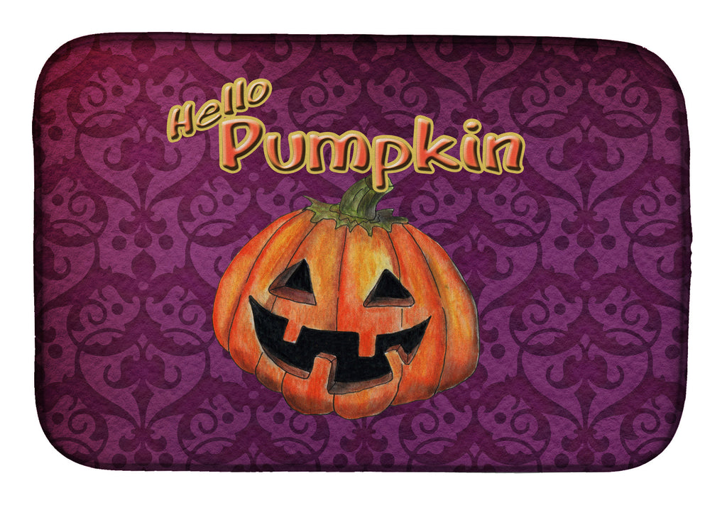 Hello Pumpkin Halloween Dish Drying Mat Absorbent Dish Drying Mat Pad for Kitchen Counter Dish Drainer Mat for Countertop, 14 x 21", Multicolor