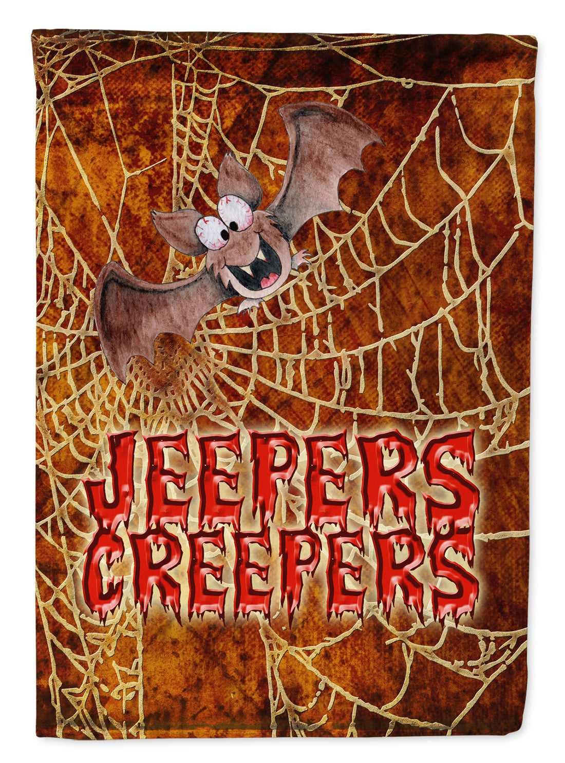 Jeepers Creepers with Bat and Spider web Halloween House Flag 28x40 Porch Sleeve Pole Decorative Outside Yard Banner Artwork Wall Hanging, Polyester