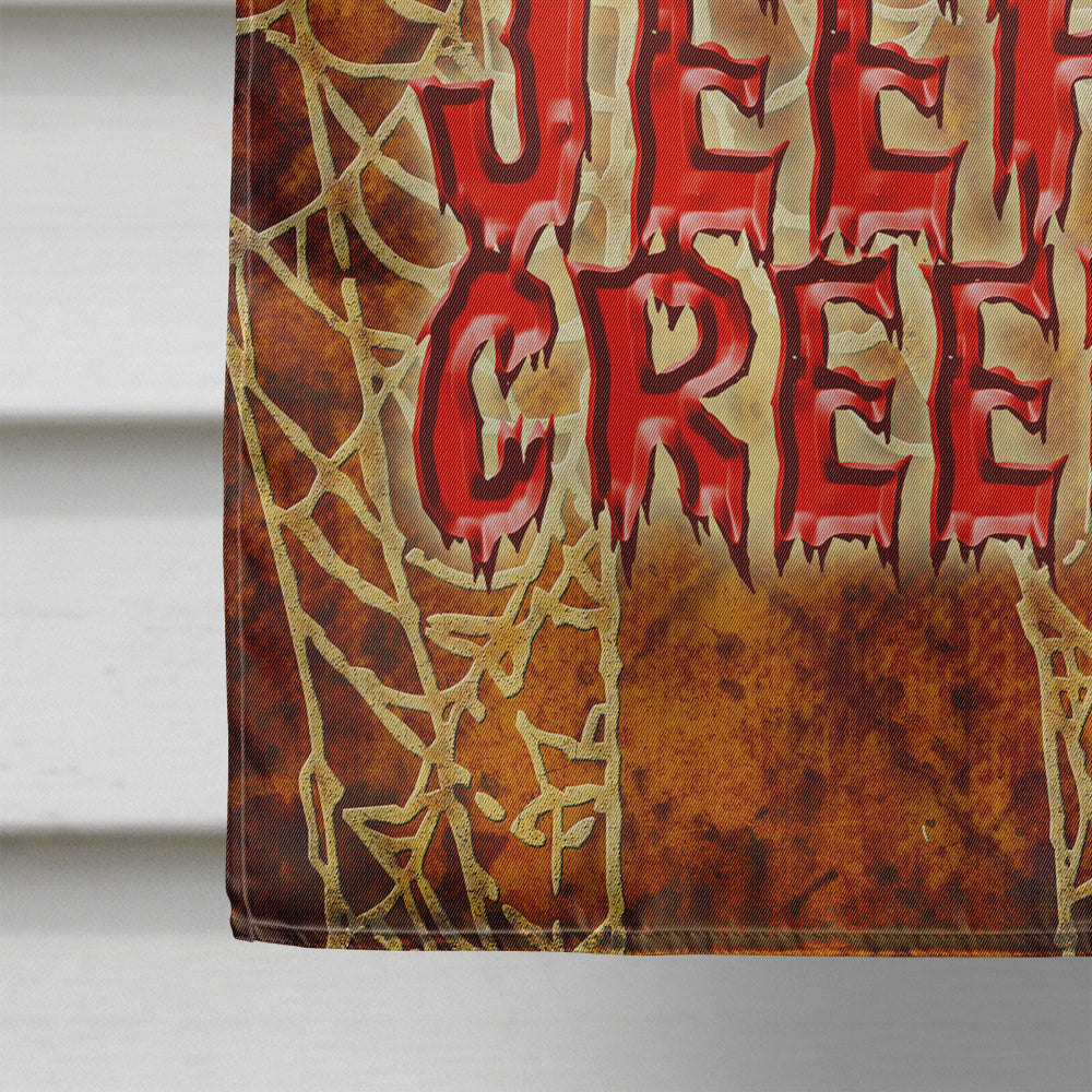 Jeepers Creepers with Bat and Spider web Halloween House Flag 28x40 Porch Sleeve Pole Decorative Outside Yard Banner Artwork Wall Hanging, Polyester
