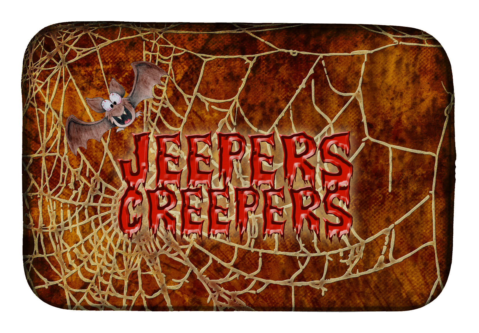 Jeepers Creepers with Bat and Spider web Halloween Dish Drying Mat Absorbent Dish Drying Mat Pad for Kitchen Counter Dish Drainer Mat for Countertop, 14 x 21", Multicolor